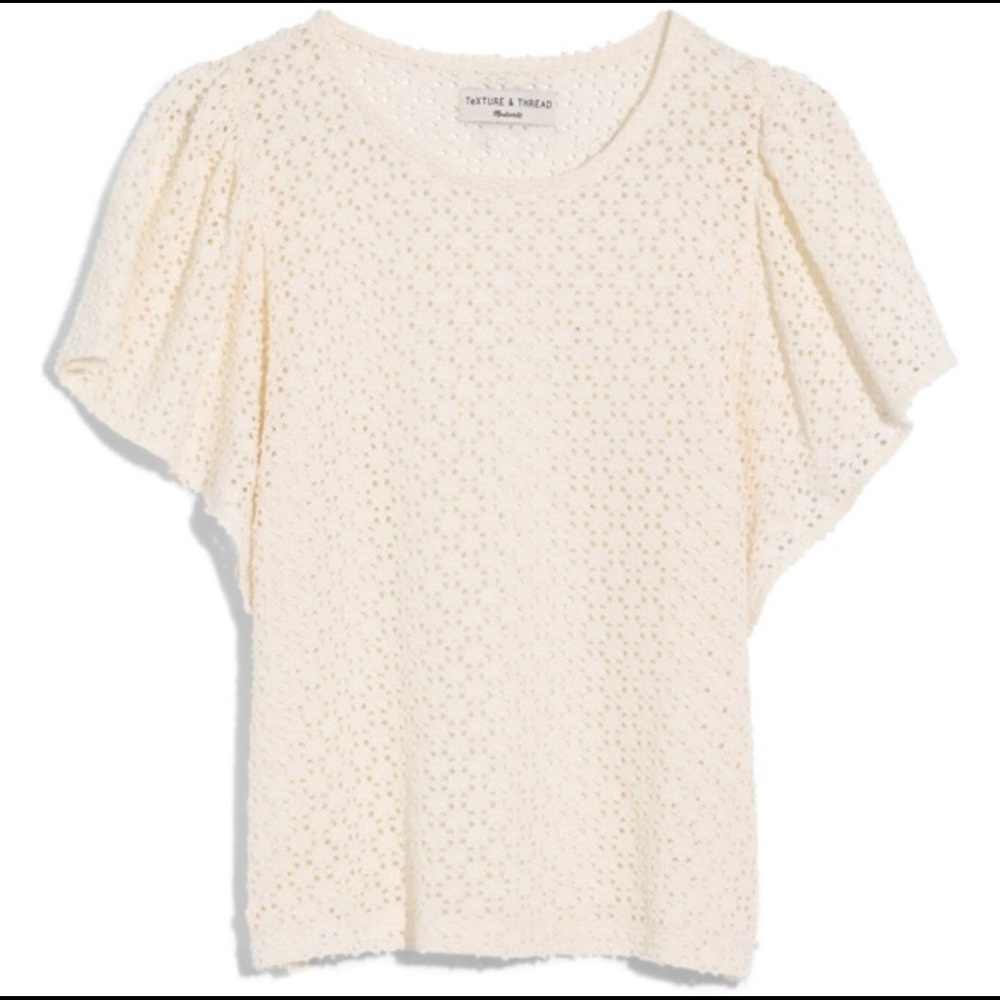 NWT Madewell Flutter Sleeve Texture & Thread Tee